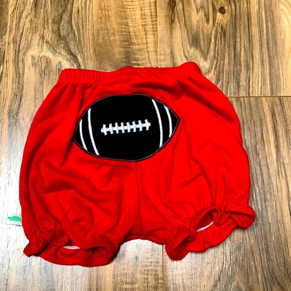 Lolly Wolly Doodle Pants - Lolly Wolly Doodle red football diaper cover bottoms 6/9mo
